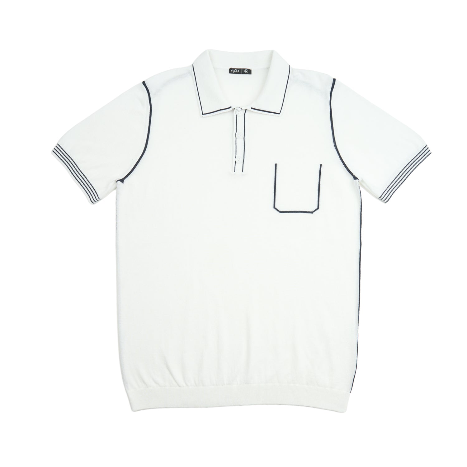 Contrast Short Sleeve Knit Polo - White Knits Eight-X