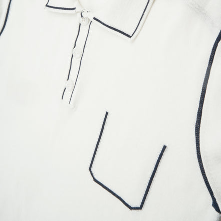 Contrast Short Sleeve Knit Polo - White Knits Eight-X