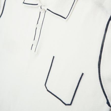 Contrast Short Sleeve Knit Polo - White Knits Eight-X