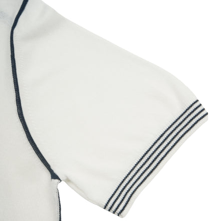 Contrast Short Sleeve Knit Polo - White Knits Eight-X