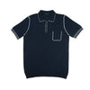 Contrast Short Sleeve Knit Polo - Navy Knits Eight-X