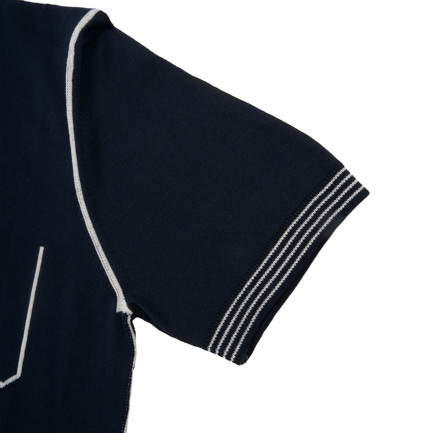 Contrast Short Sleeve Knit Polo - Navy Knits Eight-X