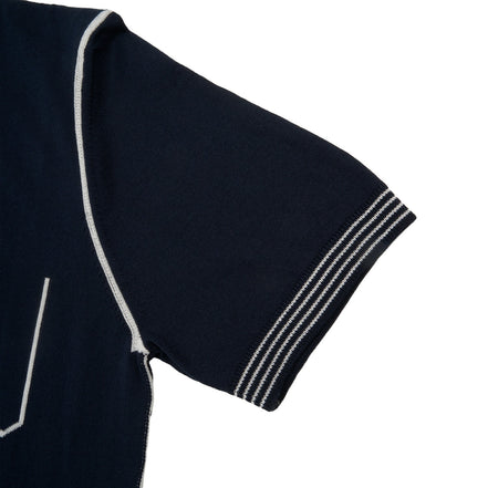 Contrast Short Sleeve Knit Polo - Navy Knits Eight-X