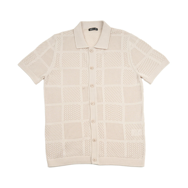 Breeze Short Sleeve Knit Shirt - Beige Knits Eight-X