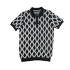 Arc Jacquard Knit Short Sleeve Polo - Black Knits Eight-X