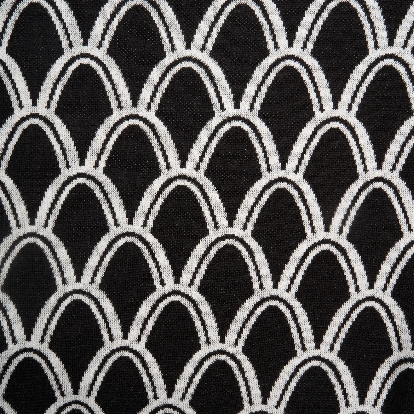 Arc Jacquard Knit Short Sleeve Polo - Black Knits Eight-X