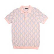 Arc Jacquard Knit Short Sleeve Polo - Pink Knits Eight-X