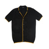 Botanical Jacquard Knit Short Sleeve Shirt - Black Knits Eight-X