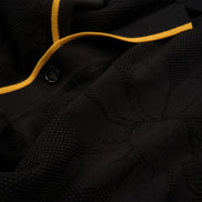 Botanical Jacquard Knit Short Sleeve Shirt - Black Knits Eight-X