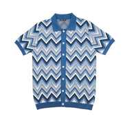 Shift Knit Short Sleeve Shirt - Navy Knits Eight-X