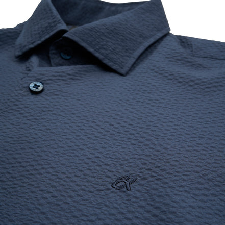 Texture Button Down Shirt - Navy Button Down Shirts Eight-X