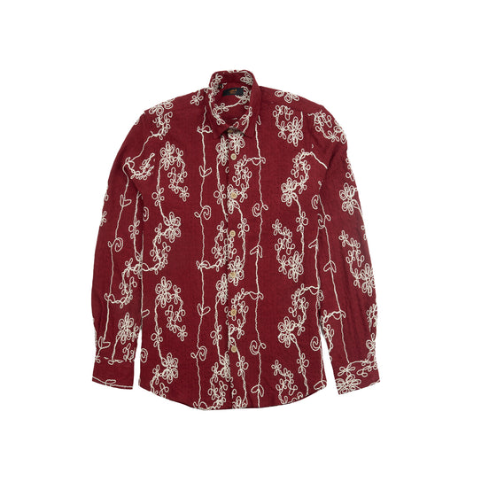 Desert Bloom Artisan Long Sleeve Button Down Shirt Button Down Shirts Eight-X RED S