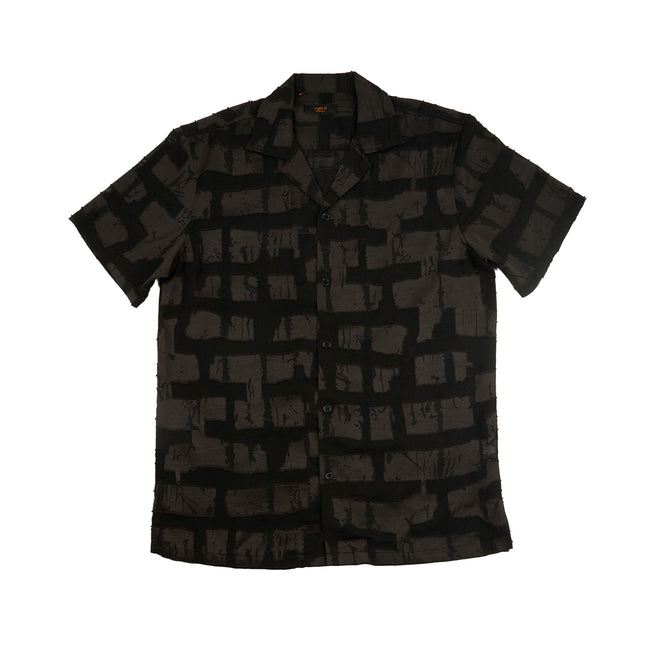 Noir Artisan Short Sleeve Button Up Shirt Button Down Shirts Eight-X BLACK S