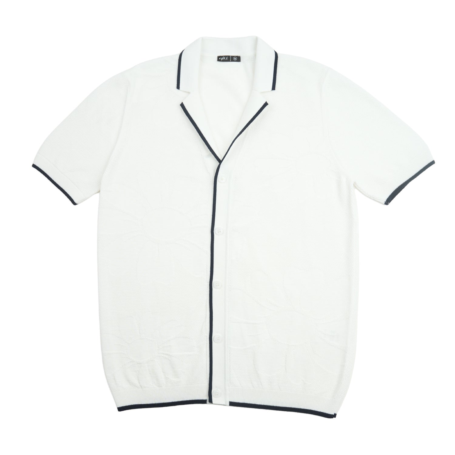 Botanical Jacquard Knit Short Sleeve Shirt Knits Eight-X