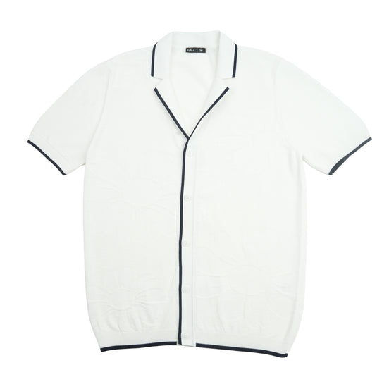 Botanical Jacquard Knit Short Sleeve Shirt Knits Eight-X WHITE S