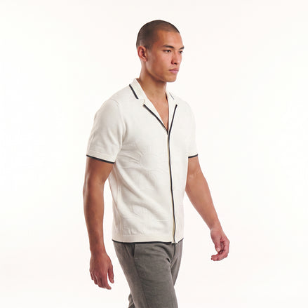 Botanical Jacquard Knit Short Sleeve Shirt Knits Eight-X