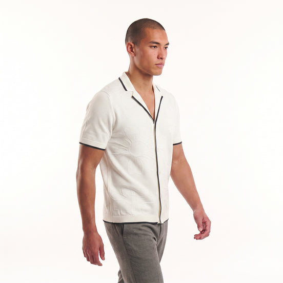 Botanical Jacquard Knit Short Sleeve Shirt Knits Eight-X