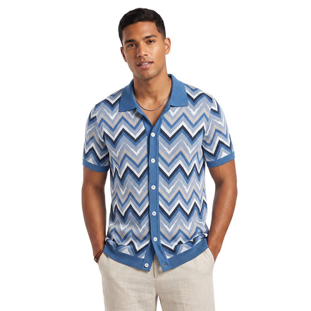 Shift Knit Short Sleeve Shirt - Navy Knits Eight-X