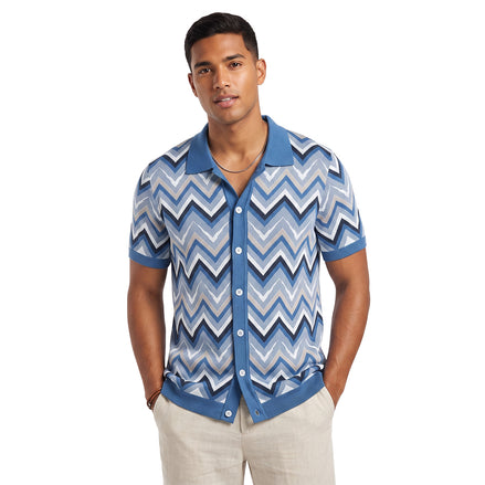 Shift Knit Short Sleeve Shirt - Navy Knits Eight-X