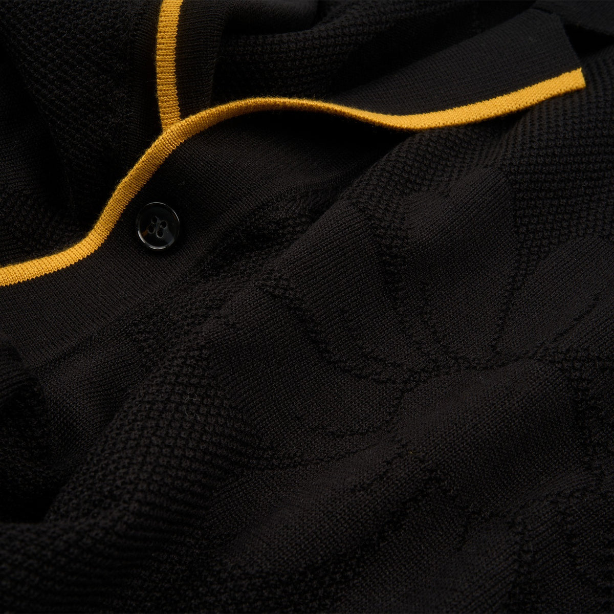 Botanical Jacquard Knit Short Sleeve Shirt - Black Knits Eight-X