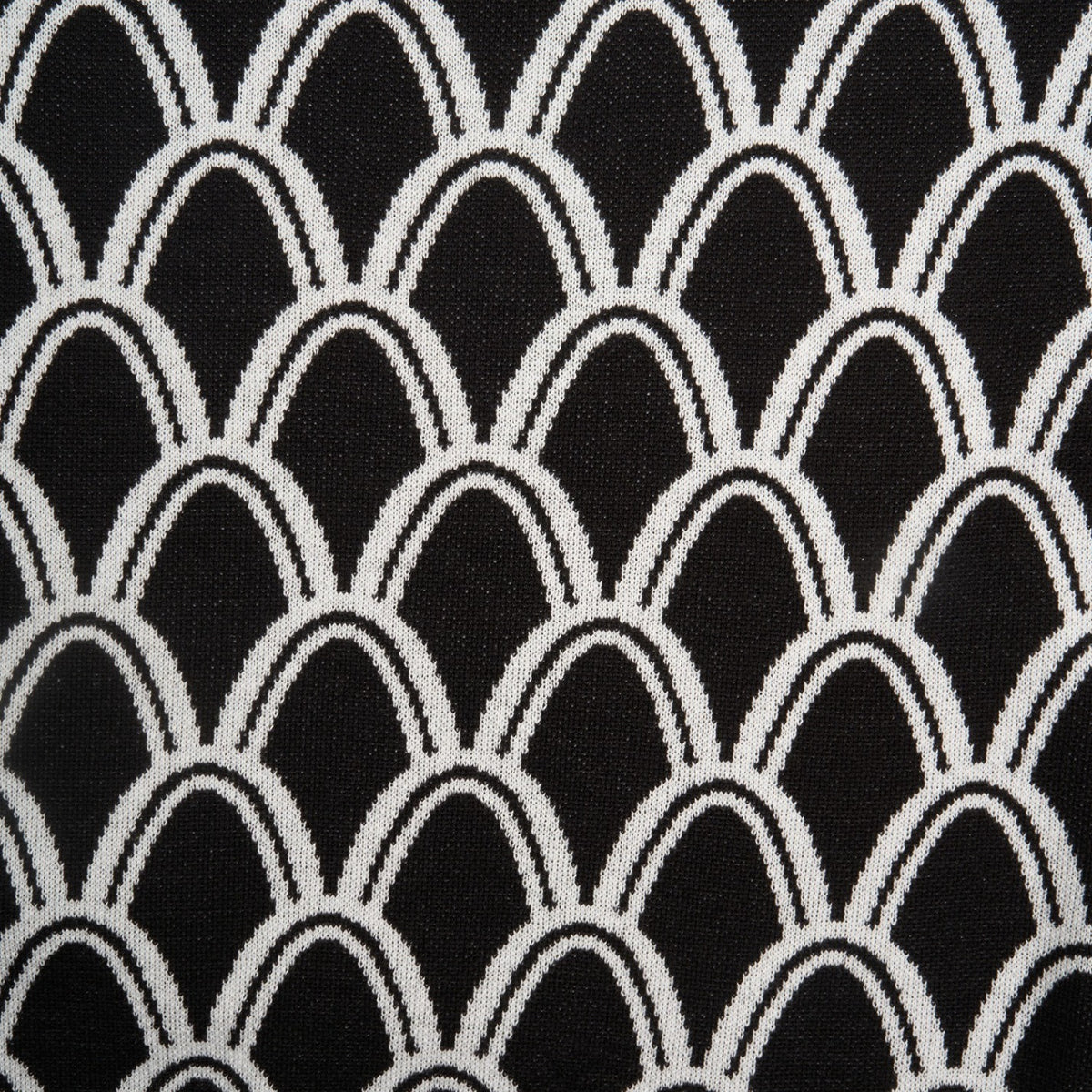 Arc Jacquard Knit Short Sleeve Polo - Black Knits Eight-X