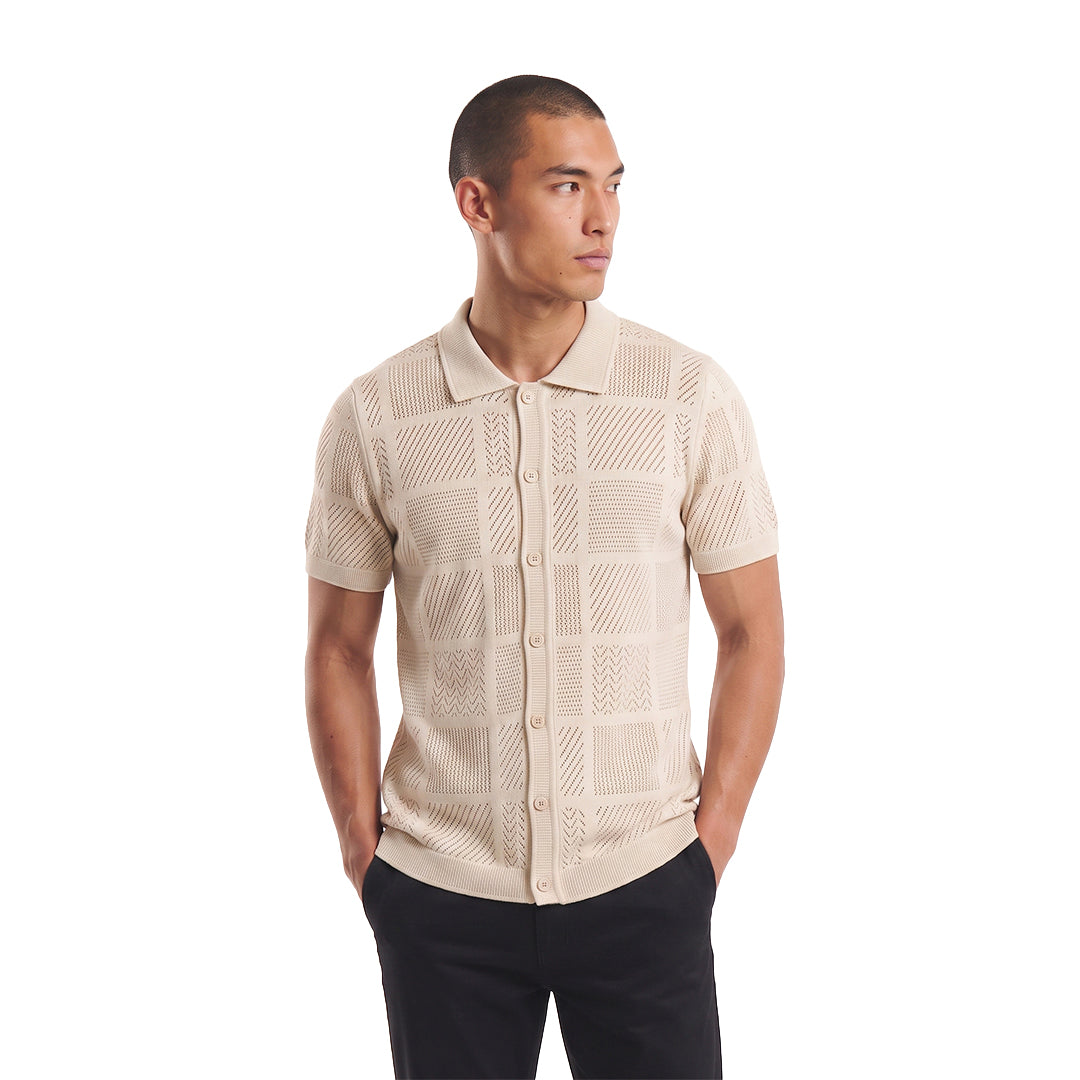 Breeze Short Sleeve Knit Shirt - Beige Knits Eight-X