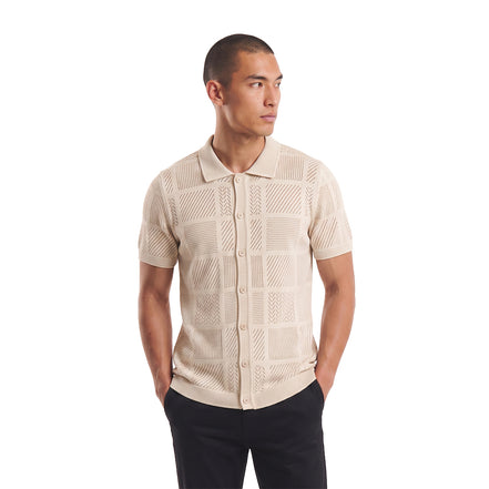 Breeze Short Sleeve Knit Shirt - Beige Knits Eight-X
