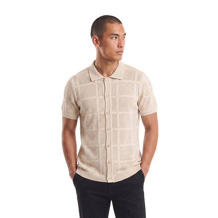 Breeze Short Sleeve Knit Shirt - Beige Knits Eight-X