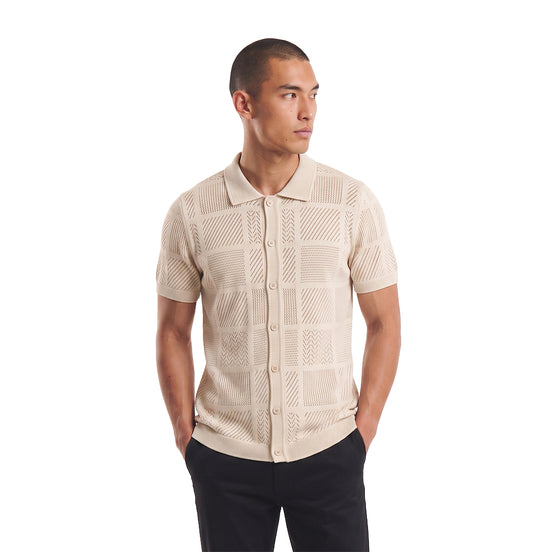 Breeze Short Sleeve Knit Shirt - Beige Knits Eight-X