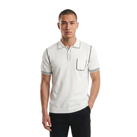 Contrast Short Sleeve Knit Polo - White Knits Eight-X
