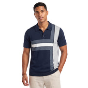 Alignment Short Sleeve Knit Polo - Navy / White Knits Eight-X
