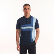 Alignment Short Sleeve Knit Polo - Navy / Blue Knits Eight-X