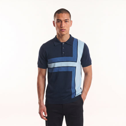 Alignment Short Sleeve Knit Polo - Navy / Blue Knits Eight-X