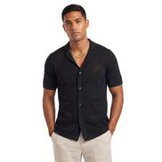 Lily Jacquard Knit Short Sleeve Shirt - Black Knits Eight-X