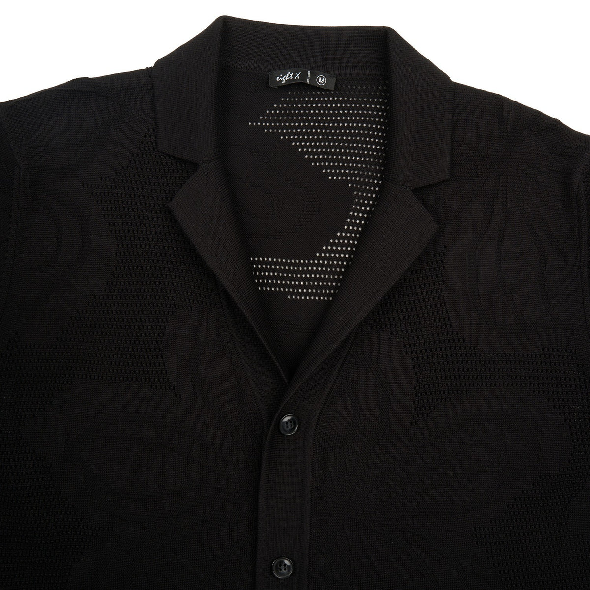 Lily Jacquard Knit Short Sleeve Shirt - Black Knits Eight-X