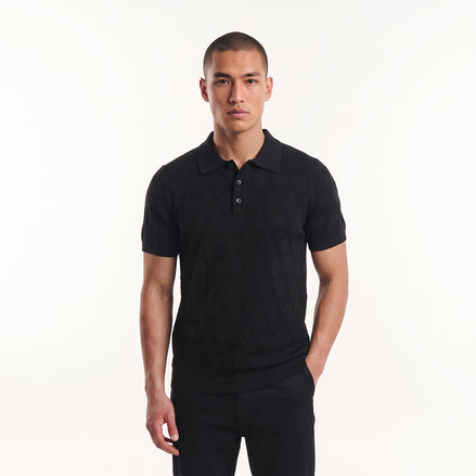 Prism Short Sleeve Knit Polo - Black Knits Eight-X