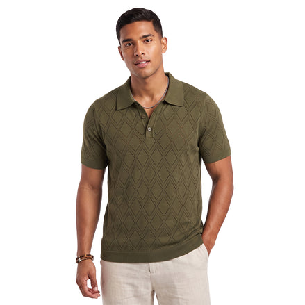 Prism Short Sleeve Knit Polo - Olive Knits Eight-X