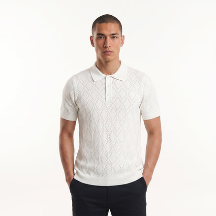 Prism Short Sleeve Knit Polo - White Knits Eight-X