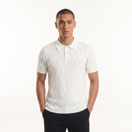 Prism Short Sleeve Knit Polo - White Knits Eight-X
