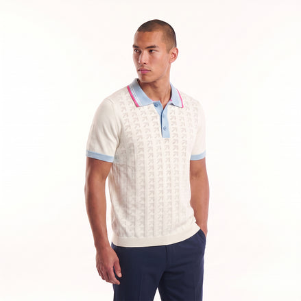 Direction Short Sleeve Knit Polo - White Knits Eight-X