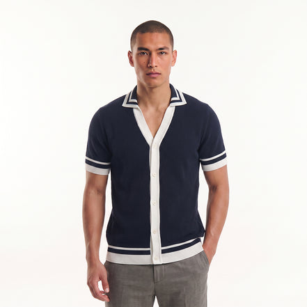 Pier Knit Short Sleeve Shirt - Navy Knits Eight-X