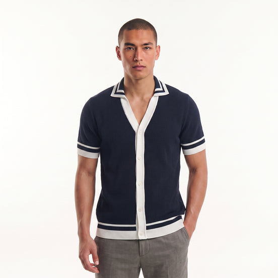 Pier Knit Short Sleeve Shirt - Navy Knits Eight-X