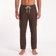 Linen Drawstring Pant - Brown Linen Eight-X