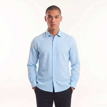 Texture Button Down Shirt - Sky Blue Button Down Shirts Eight-X