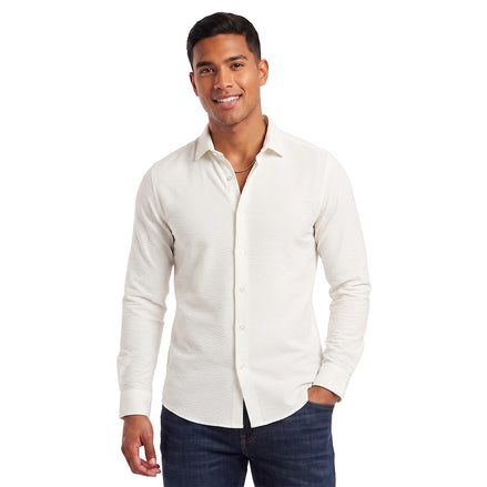 Texture Button Down Shirt - White Button Down Shirts Eight-X