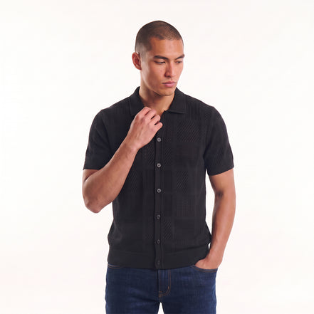 Breeze Short Sleeve Knit Shirt - Black Knits Eight-X