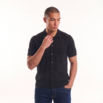 Breeze Short Sleeve Knit Shirt - Black Knits Eight-X