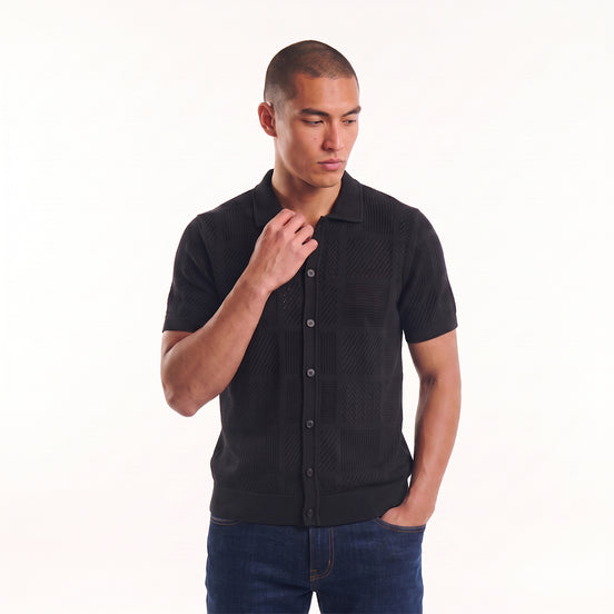 Breeze Short Sleeve Knit Shirt - Black Knits Eight-X