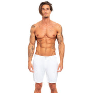 Linen Slim Fit Shorts - White Shorts Eight-X   