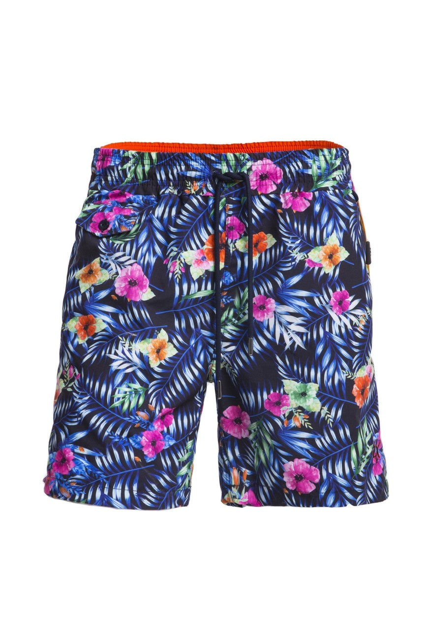 Tropical Floral Print Swim Trunks Swim Trunks EightX